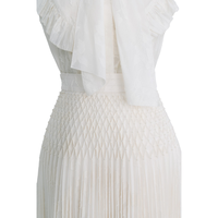 Intemporel formel luxe PEARL SMOCKED MIDI JUPE 35% soie 65% coton haut de gamme marque de mode femmes jupes avec chemisiers chemises