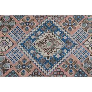 Alfombra Turca Vintage, Alfombra de 3.8x6.3 pies, Alfombra a Rayas Azul y Rosa - Product Image 5