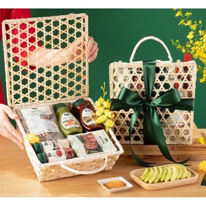 กระเช้าของขวัญไม้ไผ่เวียดนามตะกร้าของขวัญไม้ไผ่มีหูจับตะกร้าของขวัญไม้ไผ่สีน้ำตาลสำหรับวันหยุด - Product Image 2