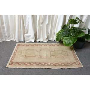 Tapis en Laine Turque Vintage de 180x310cm, Beige et Marron, Patchwork Rectangle Fait à la Main, Support en Latex pour le Salon des Adolescents - Product Image 2