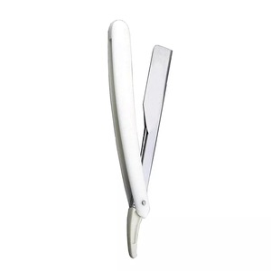 Rasoir à barbe de salon à bord droit avec poignée en plastique en acier inoxydable - Product Image 1