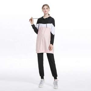 Sudadera con capucha deportiva Abaya de palangre para mujer con Sudadera con capucha de longitud completa con puños elásticos con cordón y elegante - Product Image 4