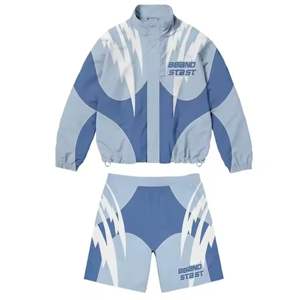 Windbreaker Short <b>Jacket</b> Sets Zipper Nylon Polyester Streetwear <b>Men</b> <b>Camo</b> Color Windbreaker Shorts Set Blank Two Piece - Product Image 6