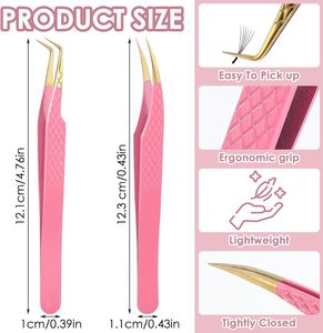 Pinzas para Pestañas con Punta de Precisión, Bañadas en Oro Rosa, para Extensiones de Pestañas Postizas, Herramienta para Pestañas con Punta de Fibra Suave - Product Image 2