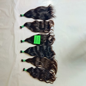 Extensiones de cabello humano de templo indio negro crudo Natural 100%, tejido a granel ondulado sin encaje, cabello Remy, estilos ondulados de cuerpo recto - Product Image 5