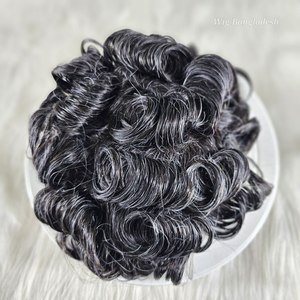 วิกผมผู้ชายทำจาก PU แบบเต็มศีรษะ V-0.04มม. 0.02-อินเดียเลมีผมสำรองสำหรับผิวบางแบบเป็นลอนลึก - Product Image 2