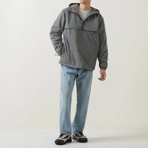 Pull noir de haute qualité de couleur grise sur mesure Veste brise-vent à capuche avec demi-fermeture éclair Veste coupe-vent personnalisée pour hommes - Product Image 6