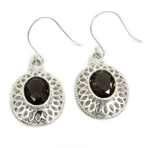 ต่างหูตุ้งติ้งที่ทันสมัยสำหรับทุกโอกาสมาพร้อมกับพลอยควอตซ์สโมคกี้925เครื่องประดับ Boho ทำด้วยมือเงินสเตอร์ลิง - Product Image 1