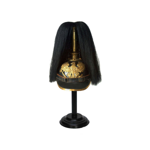 Casque d'armure Pickelhaube allemand en cuir avec queue noire Collection médiévale Casque d'armure Article décoratif pour la maison - Product Image 1