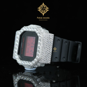 Bisel de Reloj DW5600 Estilo Hip Hop con Incrustaciones de Diamantes de Moissanita de Lujo, Pasa el Test de Diamantes, Plata 925, Certificado VVS GRA - Product Image 3