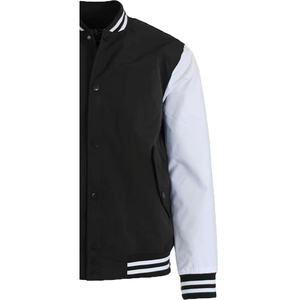 Veste universitaire sur mesure en gros d'usine, conception OEM, respirante, coupe-vent, haute qualité, broderie masculine, patch frontal en cuir véritable - Product Image 5
