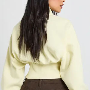 เสื้อสเวตเชิ้ตผู้หญิงแขนยาว ดีไซน์โลโก้ตามสั่ง ปลายแขนแบบริบ ดีไซน์สวมใส่สบาย บุด้วยผ้าฟลีซเนื้อนุ่ม พร้อมซิปปิด - Product Image 5