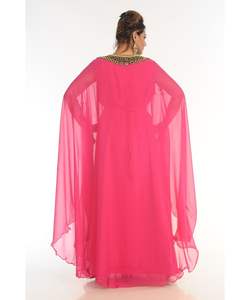 Rosa Georgette bordado Zari_Trabajo islámico-Kaftanes - Product Image 3