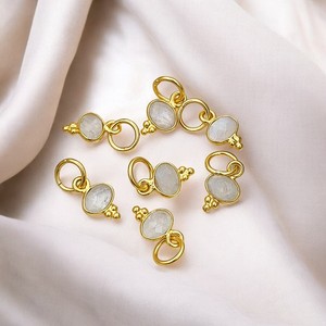 6x4mm ovalado Briolette corte labradorita encantos chapado en oro plata esterlina 925 bisel conjunto labradorita ovalado encantos al por mayor encantos - Product Image 2