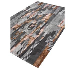 Tapis rectangulaire gris noir tufté à la main en laine et viscose, motif abstrait Top-197, pour la maison, le salon, la chambre et le couloir - Product Image 2