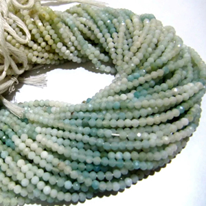 Piedras preciosas de amazonita natural Cuentas facetadas redondas Tamaño 2,5mm a 3mm Cuentas sombreadas Strand 13 pulgadas de largo - Product Image 1
