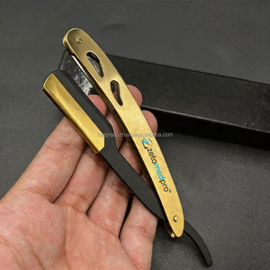 มีดโกนหนวดตรงแบบกำหนดโลโก้เองได้ ขายดีที่สุด ผลิตจากสแตนเลส ใบมีดสีดำทองเปลี่ยนได้ สำหรับโกนหนวดแบบเปียก ขายส่ง - Product Image 2