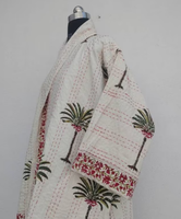 Veste bohème à manches longues pour femme, haut de Collection d'hiver, imprimé Kantha, fait à la main, grande taille