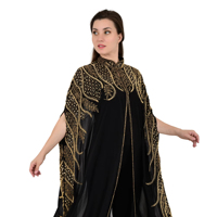Abaya grande taille en georgette à sequins et strass, motifs magnifiques, broderie à sequins faite à la main, extensible dans quatre sens, légère, longueur midi, style vintage