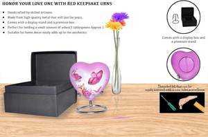 Urne souvenir coeur papillon-Mini urne crémation coeur avec support et boîte de qualité supérieure-Petite urne souvenir-Honore votre bien-aimé - Product Image 5