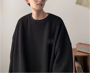 Sweat à capuche pour garçons sans capuche, col rond, manteau en coton pur, chemise de marque de mode automne et hiver personnalisée pour hommes - Product Image 4