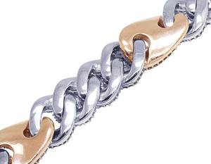 Diamante de moissanita redondo de alta calidad en plata de ley S925 Cadena de eslabones cubanos chapada en dos tonos para hombres - Product Image 4