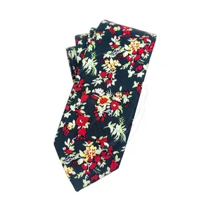 Skinny Ties Wedding Ceremony Custom made silk jacquard woven necktie Men's Cotton Printed Floral Neck Tie novelty tie Supplier