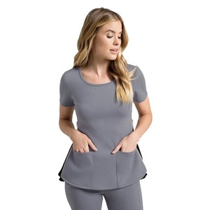 2025 nuevo estilo 4-Way Stretch manga corta vestido de enfermeras elegante mujer línea cruzada cuello médico Scrubs Hospital uniforme Dental - Product Image 3