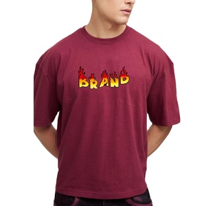 T-shirt Homme Hip Hop Coupe Ample Épaules Tombantes 100% Coton Impression Numérique Personnalisée Logo Couleur Unie Grammage Lourd – Meilleures Ventes - Product Image 1