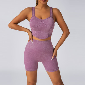 2 uds. Ropa deportiva superior y corta para mujer Fitness correr Fitness Pilates correr al aire libre Fitness Yoga sujetador ropa - Product Image 6
