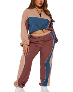 Chándal cortavientos de nailon 100% personalizado para mujer, Conjunto de jogging, Jersey, ropa deportiva, ropa de verano de colores de retazos, Top corto, traje de diseñador - Product Image 1