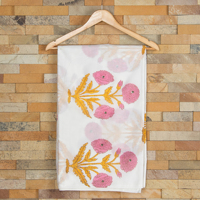 Tissu indien léger en coton imprimé de blocs naturels, tissu de couture floral, doux et léger pour chemises de filles