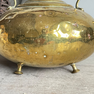 Bouilloire théière vintage en laiton avec poignée de couleur ambre, bouilloire sur pied en laiton, bouilloire chaude Toddy - Product Image 3