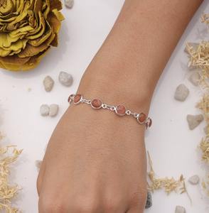 925 Solide Meilleure Qualité Naturel Designer Cadeau De Mariage Bracelet 925 En Argent Sterling À La Main Pierres Précieuses Tourmaline Spinner Bracelet - Product Image 4