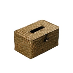 Hot sale 2022 Vietnamese round rattan tissue box meal paper tube drawer box hand-woven desktop tissue storage box