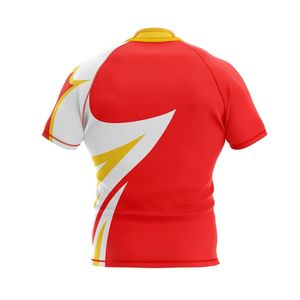 Jersey de Rugby de media manga transpirable que absorbe la humedad, tela sublimada de algodón personalizada, camisetas de Rugby de secado rápido con ajuste Retro - Product Image 2