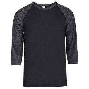 Camiseta de manga raglán 3/4 para hombre activo: camiseta de béisbol de poliéster de algodón Camiseta de béisbol transpirable suave ideal para deportes Borgoña/negro - Product Image 3