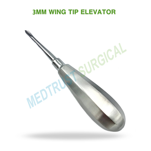 Élévateur dentaire vétérinaire standard à pointe d'aile de 3 mm pour luxation et élévation chez les petits animaux - Product Image 2