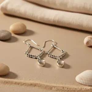 ต่างหูเงินแท้ 925 ประดับโรสควอตซ์ ดีไซน์ทันสมัยสำหรับผู้หญิง - Product Image 3