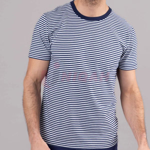 Camiseta Casual de Algodón Azul con Cuello Redondo, Color Personalizado, Antiencogimiento, Corte Regular para un Uso Diario Cómodo - Product Image 1