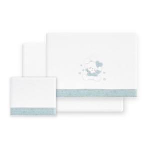 Juego de Sábanas de Franela con Diseño de Osos y Corazones para Cuna, 3 Piezas - Product Image 1