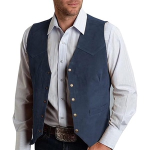 Gilet de moto en cuir véritable fait main de style cowboy, conçu pour les motards à la recherche de résistance durable, design classique - Product Image 3