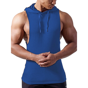 Camiseta sin mangas con capucha para entrenamiento de hombres, sudaderas sin mangas para entrenamiento de gimnasia, camiseta cortada para culturismo - Product Image 1