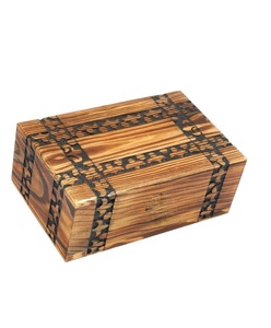 Caja de madera quemada antigua, urnas de cremación funeraria para cenizas humanas, madera de pino grande para adultos (borde grabado de 250 pulgadas cúbicas) - Product Image 4