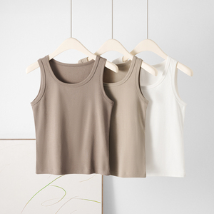 Top Corto sin Mangas para <span class=keywords><strong>Mujer</strong></span>, Estilo Básico, Elástico, Acanalado, 91.6% Algodón, 8.4% Spandex, Cuello Redondo - Product Image 2