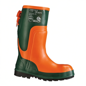 Bottes de sécurité forestières en olivier/orange taille 41, gants de jardin en caoutchouc naturel et équipement de protection - Product Image 2