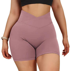 Short de compression pour femmes, logo personnalisé, taille en coton, fitness chaud, séchage rapide - Product Image 4