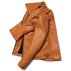 Chaqueta de cuero PU de alta calidad para hombre, talla grande, cremallera negra, solapa, abrigo ajustado para hombre para invierno para primavera y otoño, motocicleta - Product Image 3