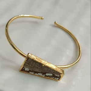กำไลข้อมือหินเดี่ยวทองเหลืองชุบทองทำด้วยมือเครื่องประดับแฟชั่นหรูหราปรับได้สำหรับผู้หญิงดีไซน์อินเทรนด์ - Product Image 3