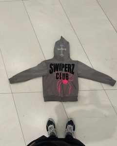 Sudadera con capucha lavada con ácido de gran tamaño personalizada, ropa de calle Vintage, gráfico bordado, 100% algodón, invierno, XL, con capucha, cremallera, diamantes de imitación - Product Image 6